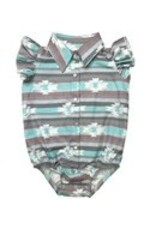 Shea Baby Shea Baby Teal Aztec SS Pearl Snap Onesie WRSB08
