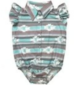 Shea Baby Shea Baby Teal Aztec SS Pearl Snap Onesie WRSB08