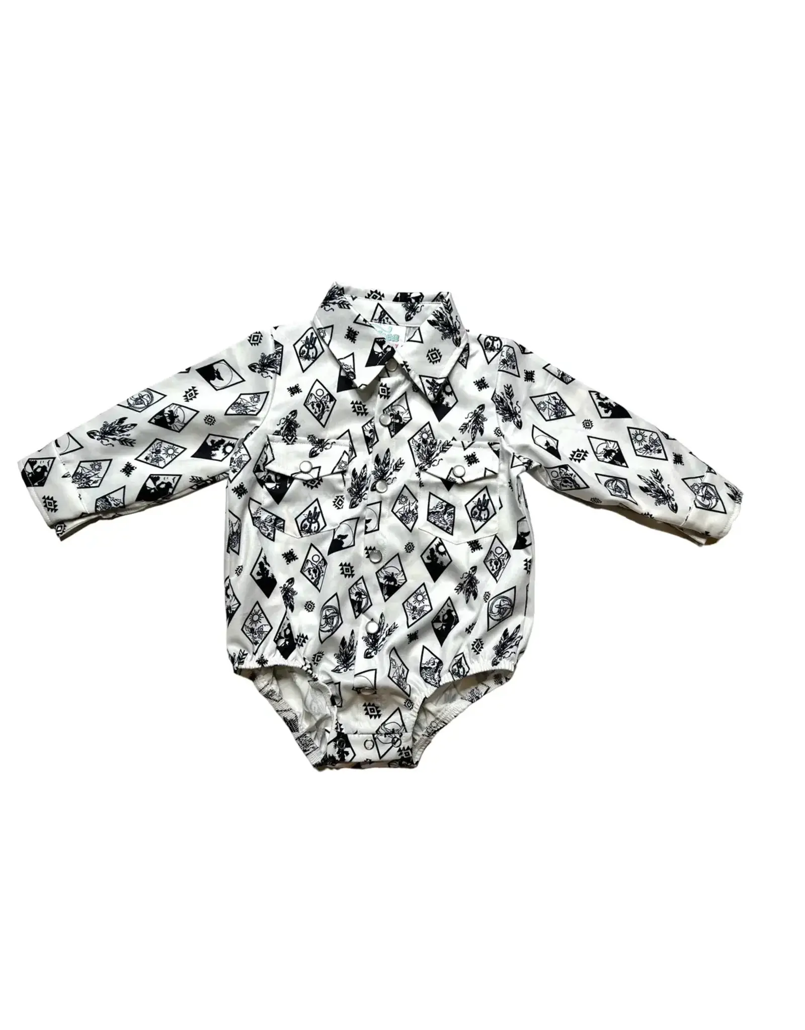 Shea Baby Shea Baby Western Diamond  LS Pearl Snap Onesie SNAP13