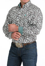 Cinch Cinch Mens Classic Fit Grey Print LS Button Up Western Shirt MTW1105969 GRY
