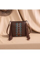 Wrangler Wrangler Aztec Embroidered Fringe Crossbody Purse WG233-8360BR