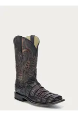 Corral Corral Chocolate Caiman Overlay & Embroidery A4774 Exotic Boot