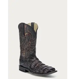 Corral Corral Chocolate Caiman Overlay & Embroidery A4774 Exotic Boot