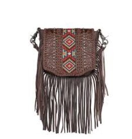 Montana West Montana West Genuine Leather Coffee Beaded Embroidered Fringe Minibag RLC-L166CF