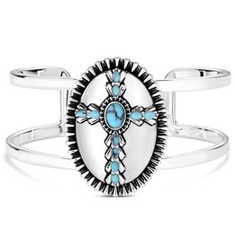 Montana Silversmiths Montana Silversmiths Unbroken Faith Cross & Turquoise Cuff Bracelet BC6320