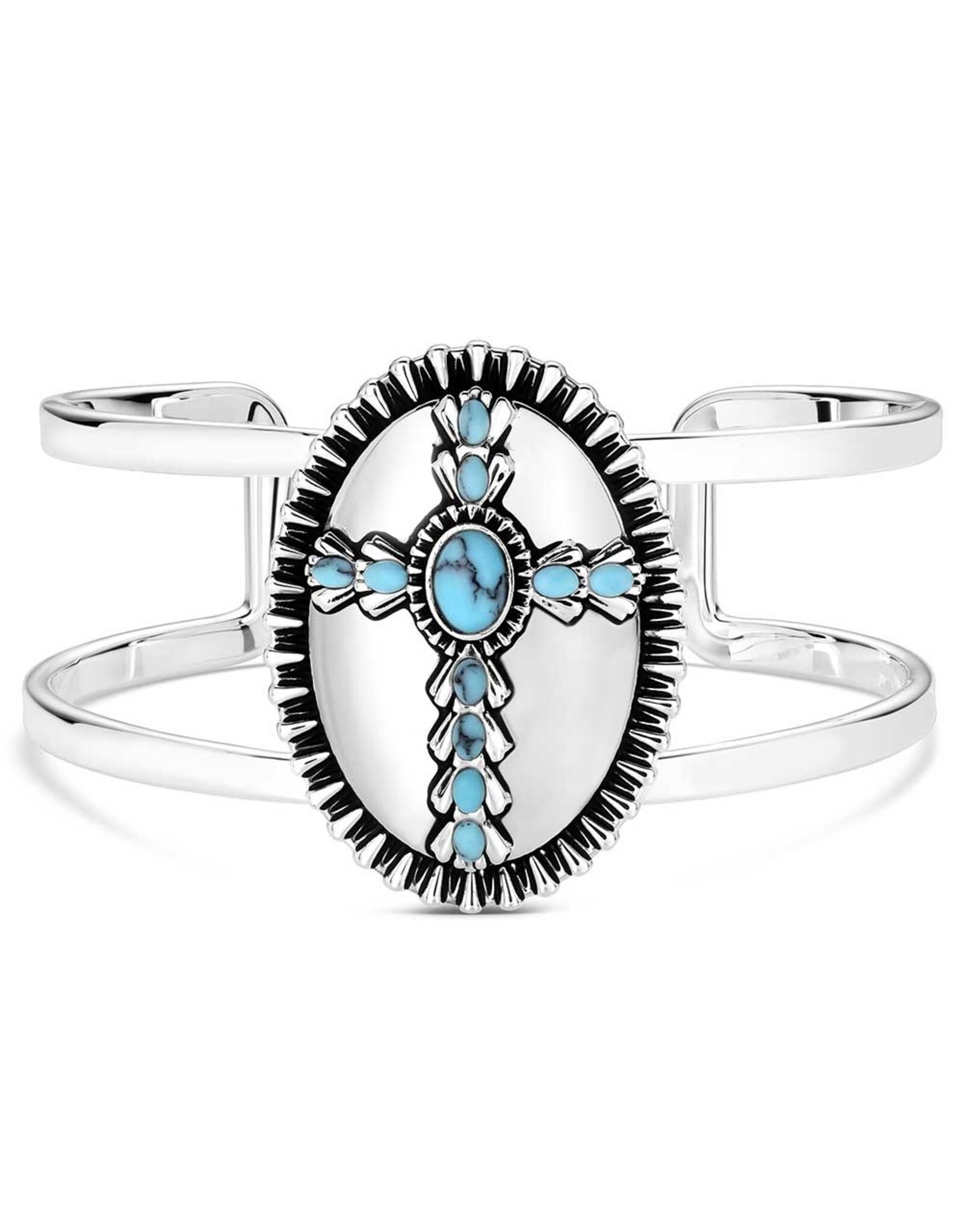 Montana Silversmiths Montana Silversmiths Unbroken Faith Cross & Turquoise Cuff Bracelet BC6320