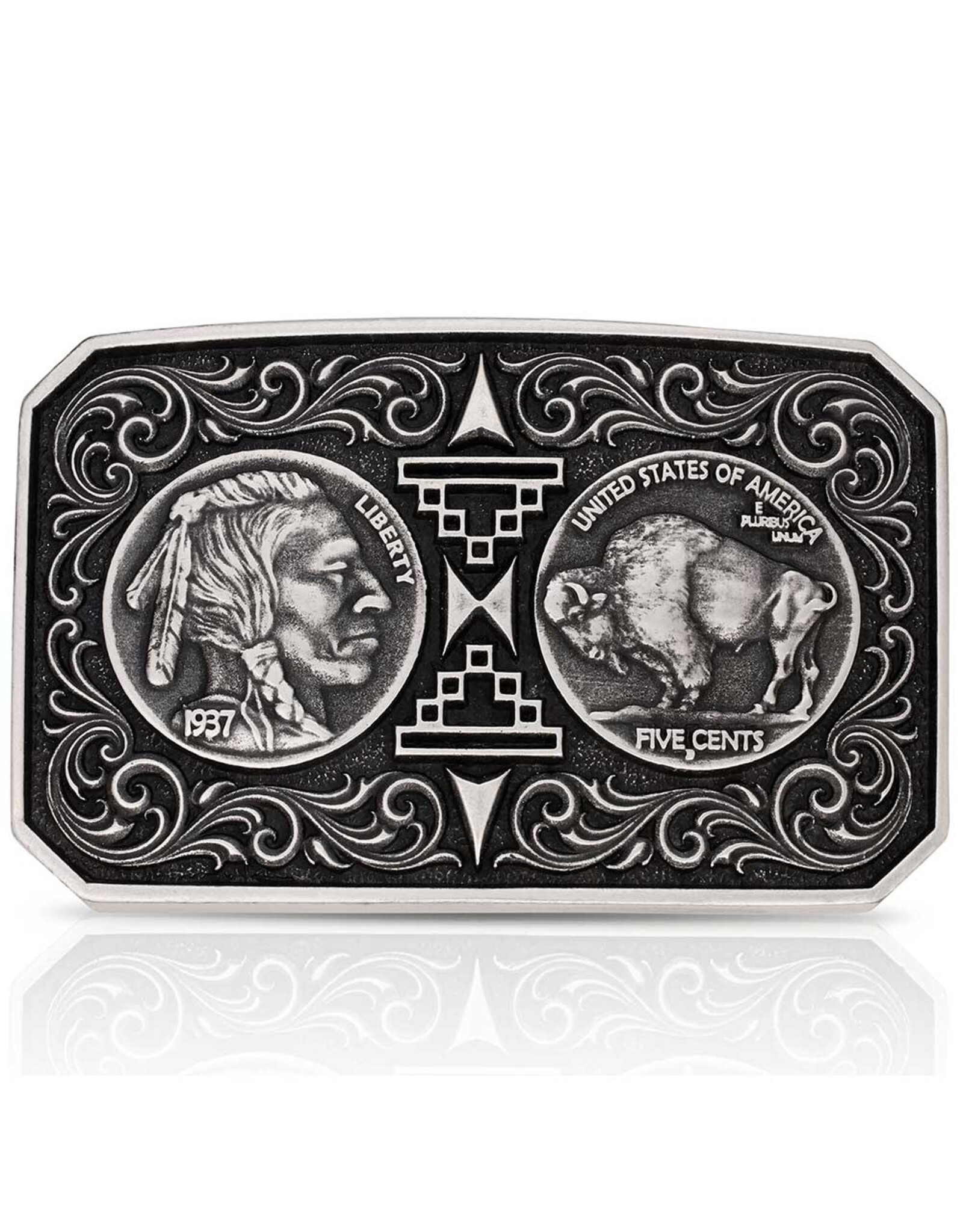 Attitude Jewelry Attitude "Westward Way" Indian Head/Buffalo Nickel A1055S Belt Buckle