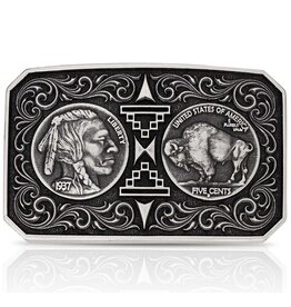 Attitude Jewelry Attitude "Westward Way" Indian Head/Buffalo Nickel A1055S Belt Buckle