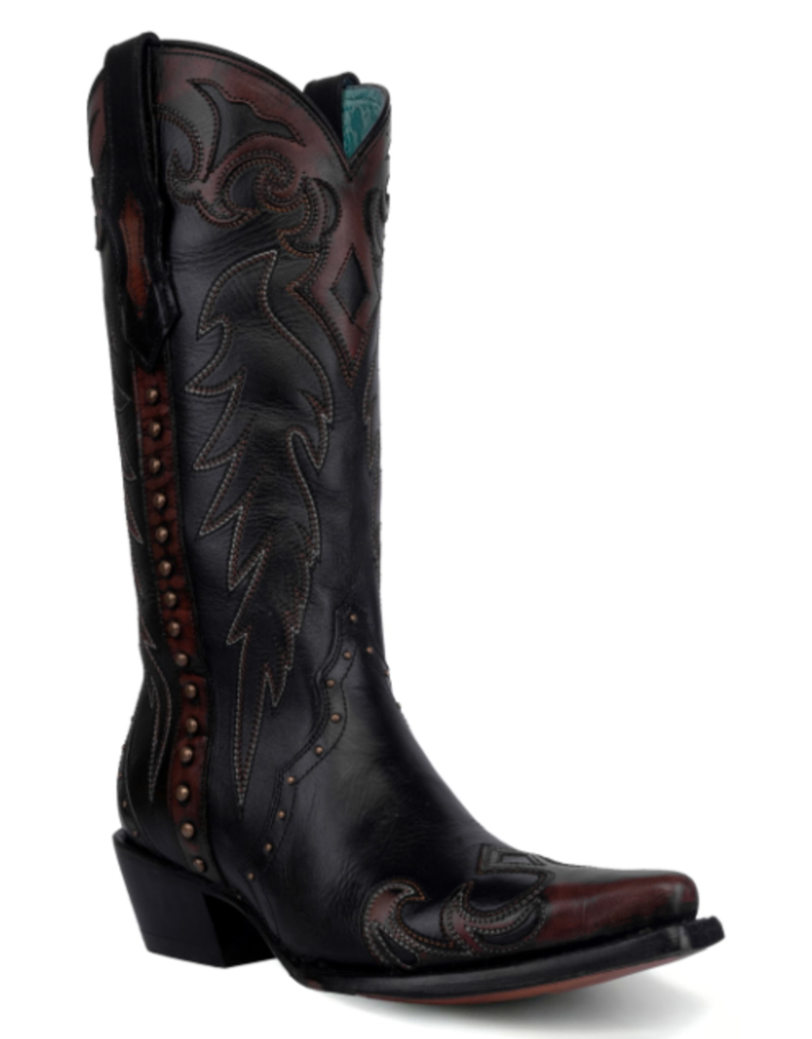 Corral Corral Ladies Black/Cognac Embroidery & Studs F1352 Western Boots