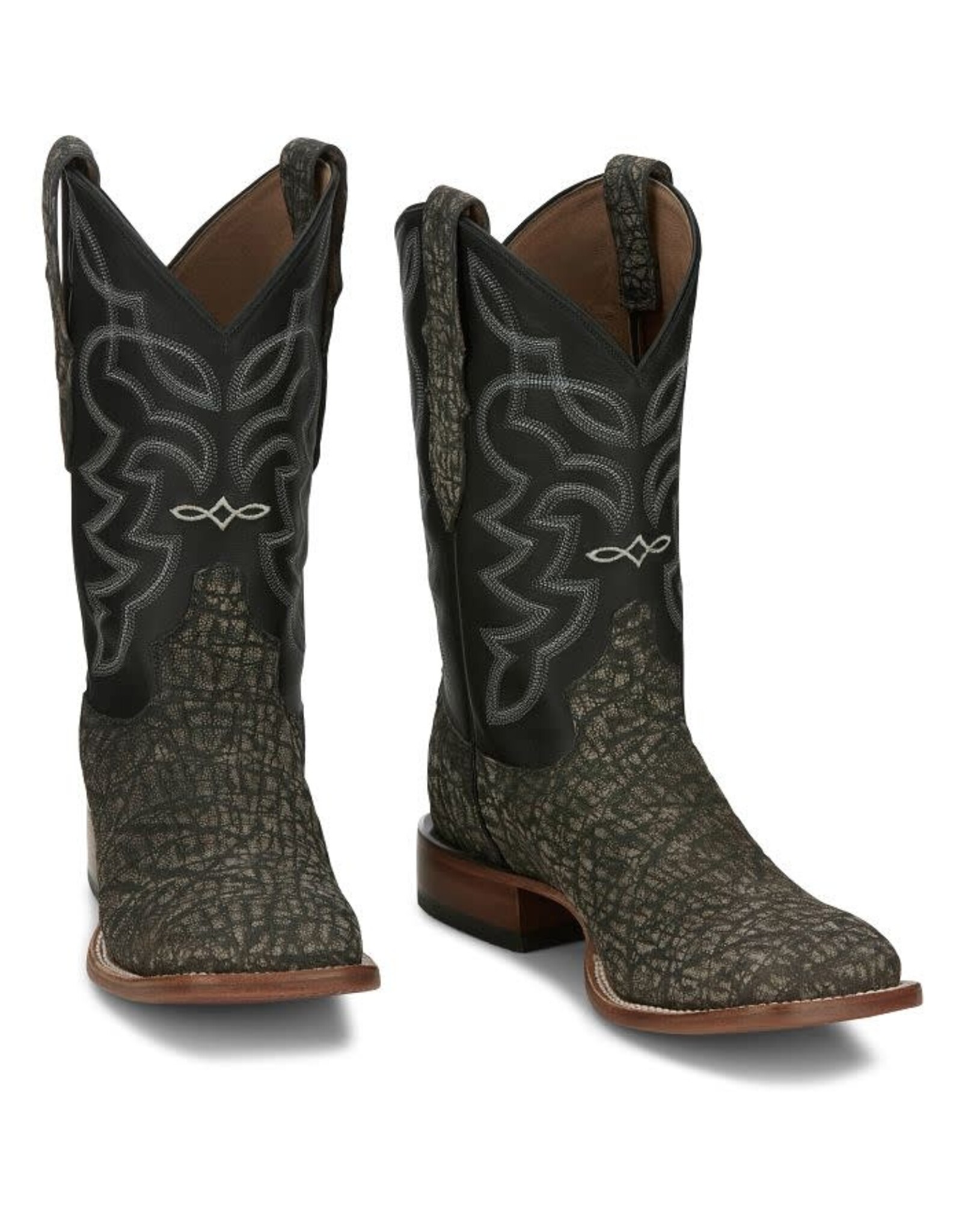 Tony Lama  Men’s Maldor Weathered Grey Elephant EP6201 Square Toe Exotic Boot