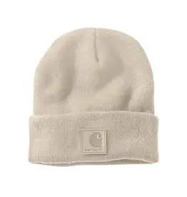 Carhartt Carhartt Oat Milk Leather Patch  Knit Beanie 101070-A16
