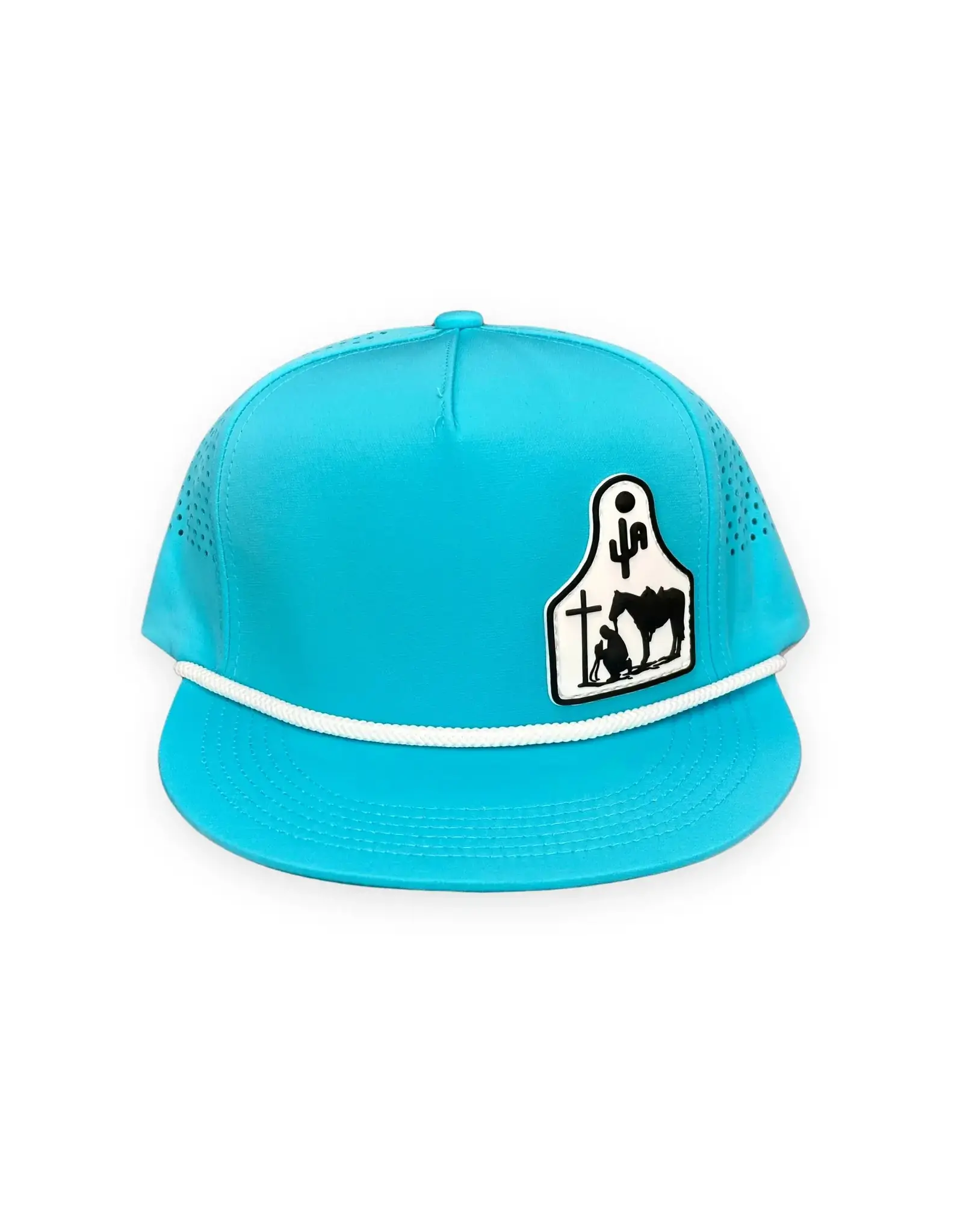 Cactus Alley Hat Co. Cactus Alley "Cowboy at the Cross" Turquoise Laser Cap