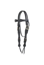 Tucker Heritage River Plantation Headstall 346H-1111-GY Black Tooled/Brass Grey Stitching