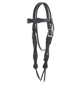 Tucker Heritage River Plantation Headstall 346H-1111-GY Black Tooled/Brass Grey Stitching