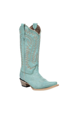 Circle G Ladies Turquoise Mint/Peach Embroidery L6331 Snip Toe Boots