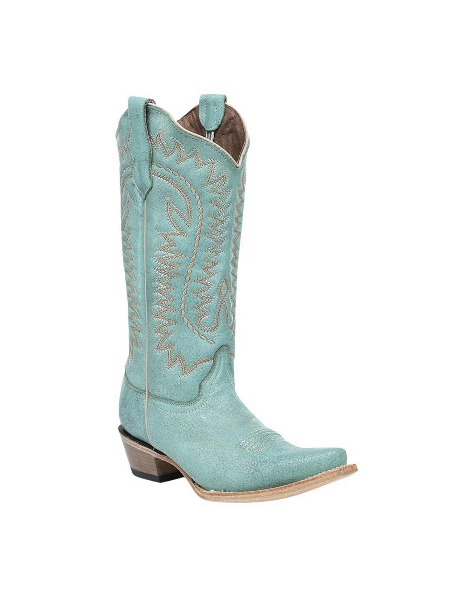 Circle G Ladies Turquoise Mint/Peach Embroidery L6331 Snip Toe Boots