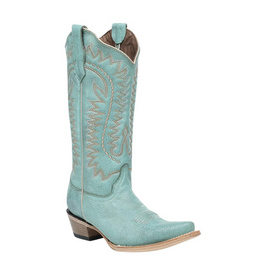 Circle G Ladies Turquoise Mint/Peach Embroidery L6331 Snip Toe Boots