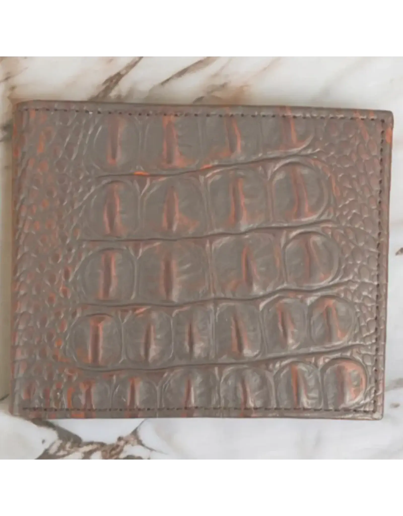 Ranger Ranger Belt Company Cognac/Brown Croc Print Bifold Wallet FKB3