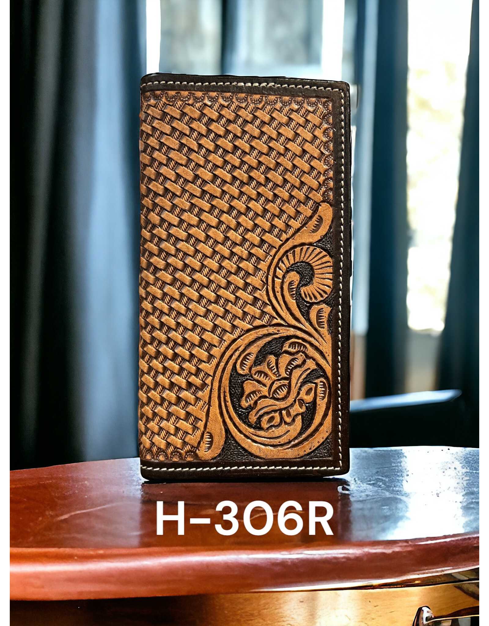 Ranger Ranger Belt Company Vintage Oil Basketweave 2-Tone Rodeo Wallet H306R