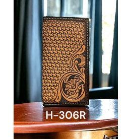 Ranger Ranger Belt Company Vintage Oil Basketweave 2-Tone Rodeo Wallet H306R