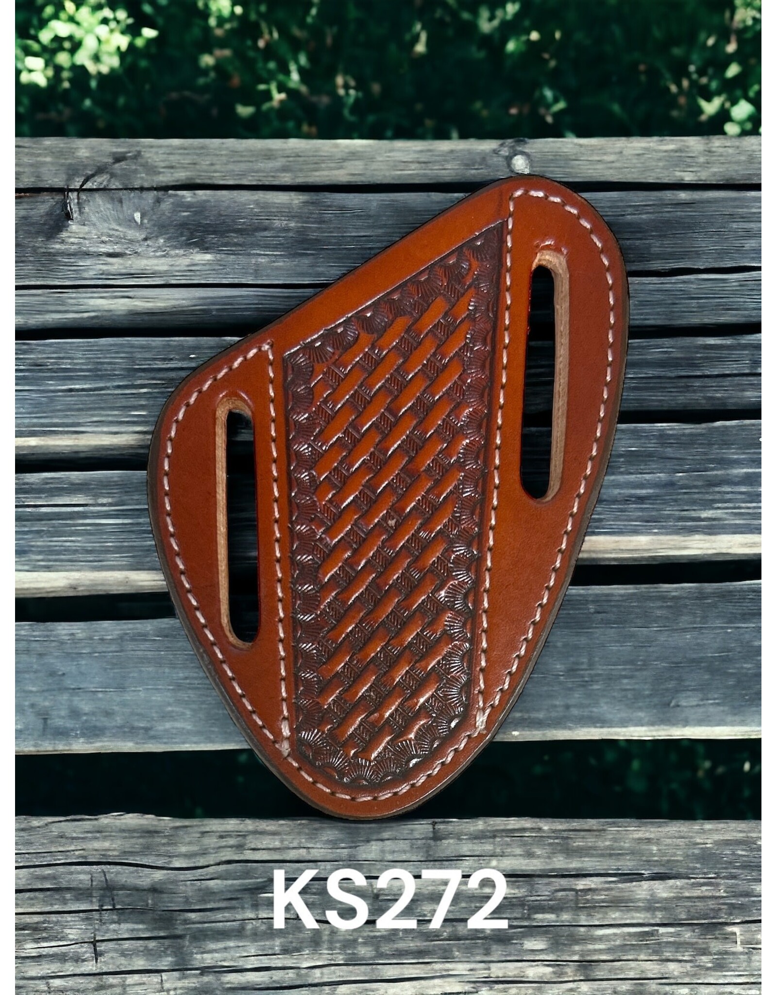 Circle SH Circle SH Cognac Basketweave Pancake Knife Sheath KS-272