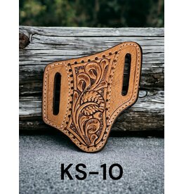Circle SH Circle SH Antique Oil Leaf Tooled Pancake Knife Sheath KS-10