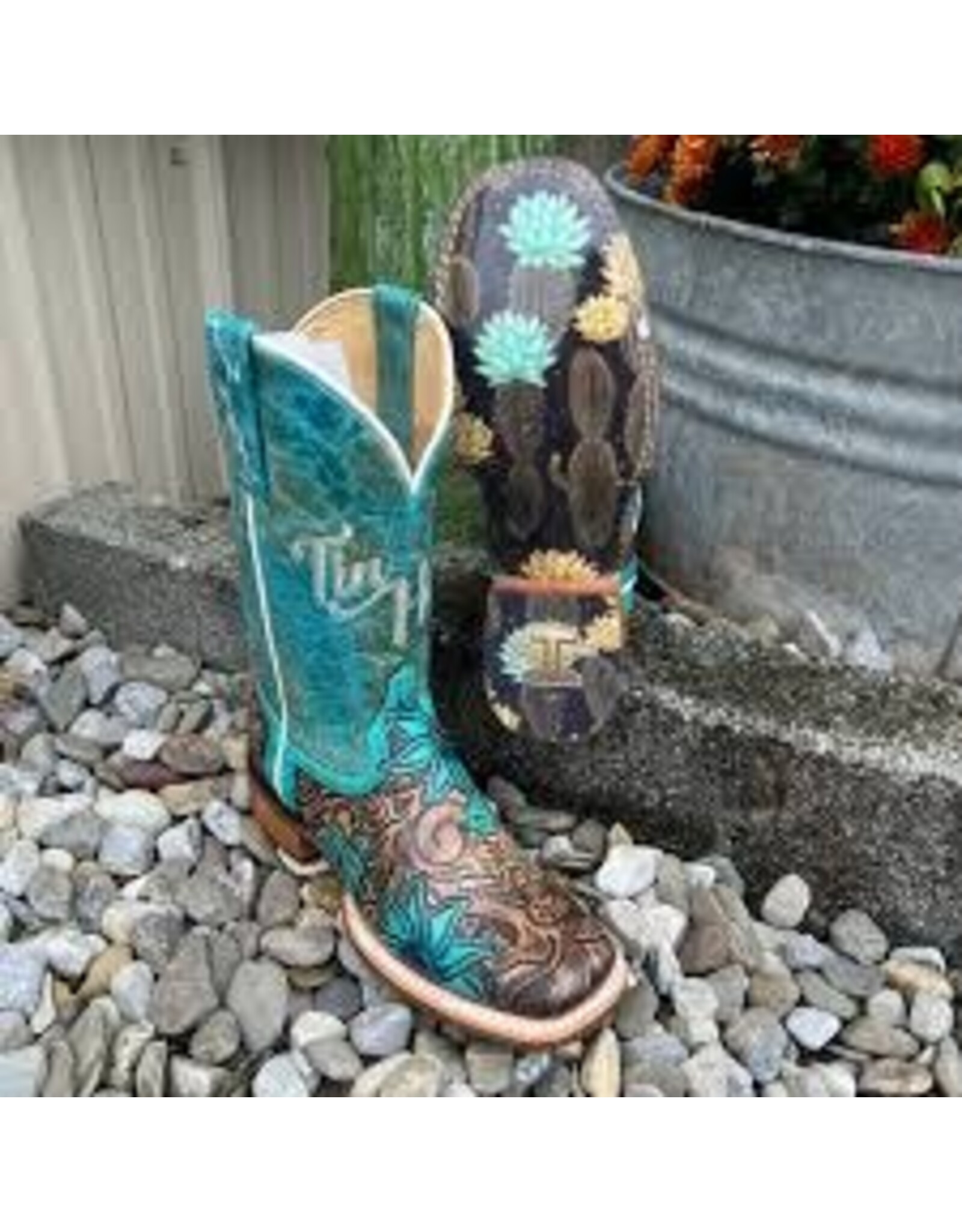 Tin Haul Tin Haul Ladies Cactus Flower Desert Sole  Western Boots 14-021-0007-1533 BR