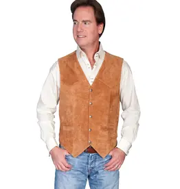 Scully Scully Men's Rust Suede Leather Western Vest with Oklahoma Star Snaps 507-212