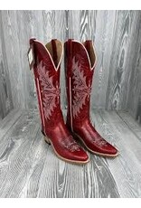 Old West Ladies TS1551 Tall Distressed Red Snip Toe Western Boots