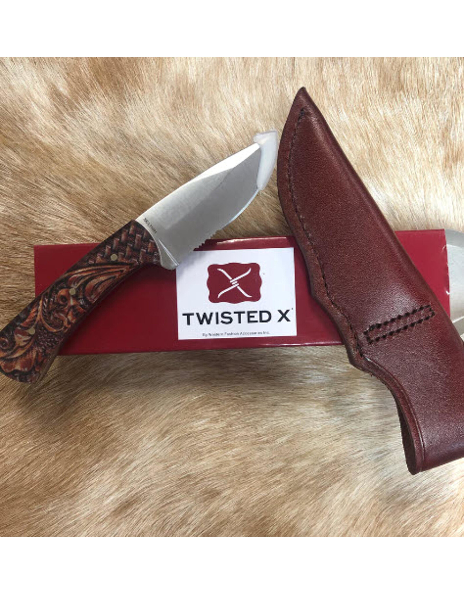 Twisted X Twisted X XK-LTHR1 Leather Print Handle Knife with Sheath