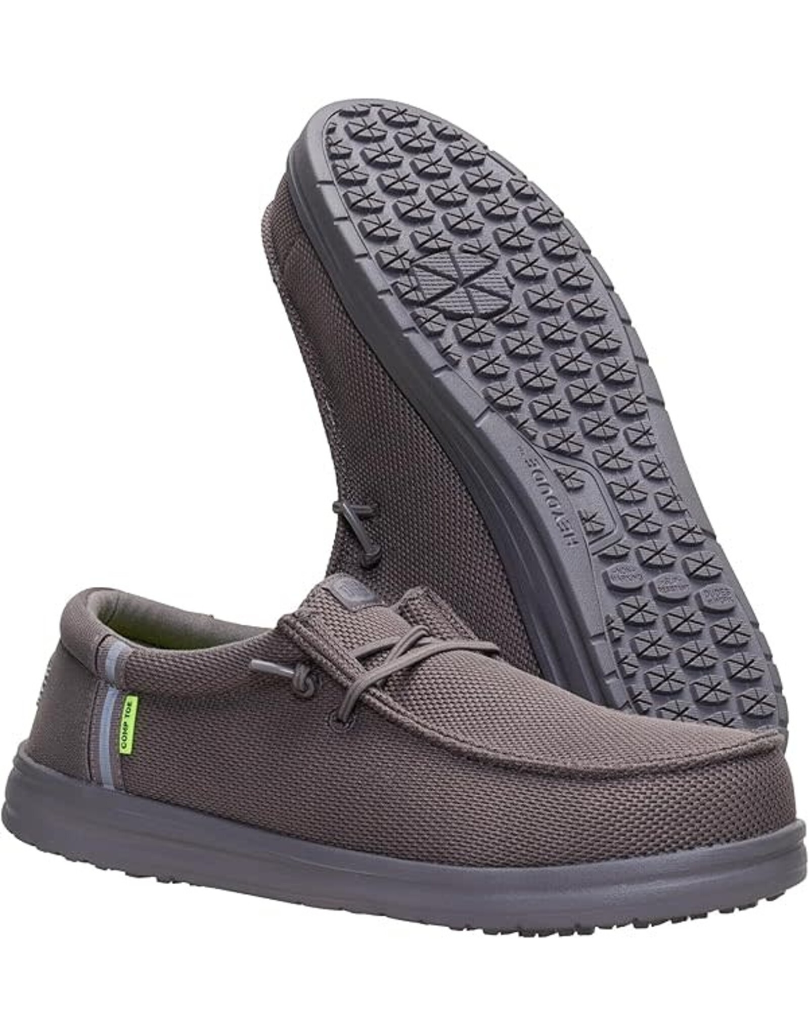 Hey Dude  Mens Wally Work Composite Toe EH Rated 44349-029 Grey Slip Resistant Work Shoes