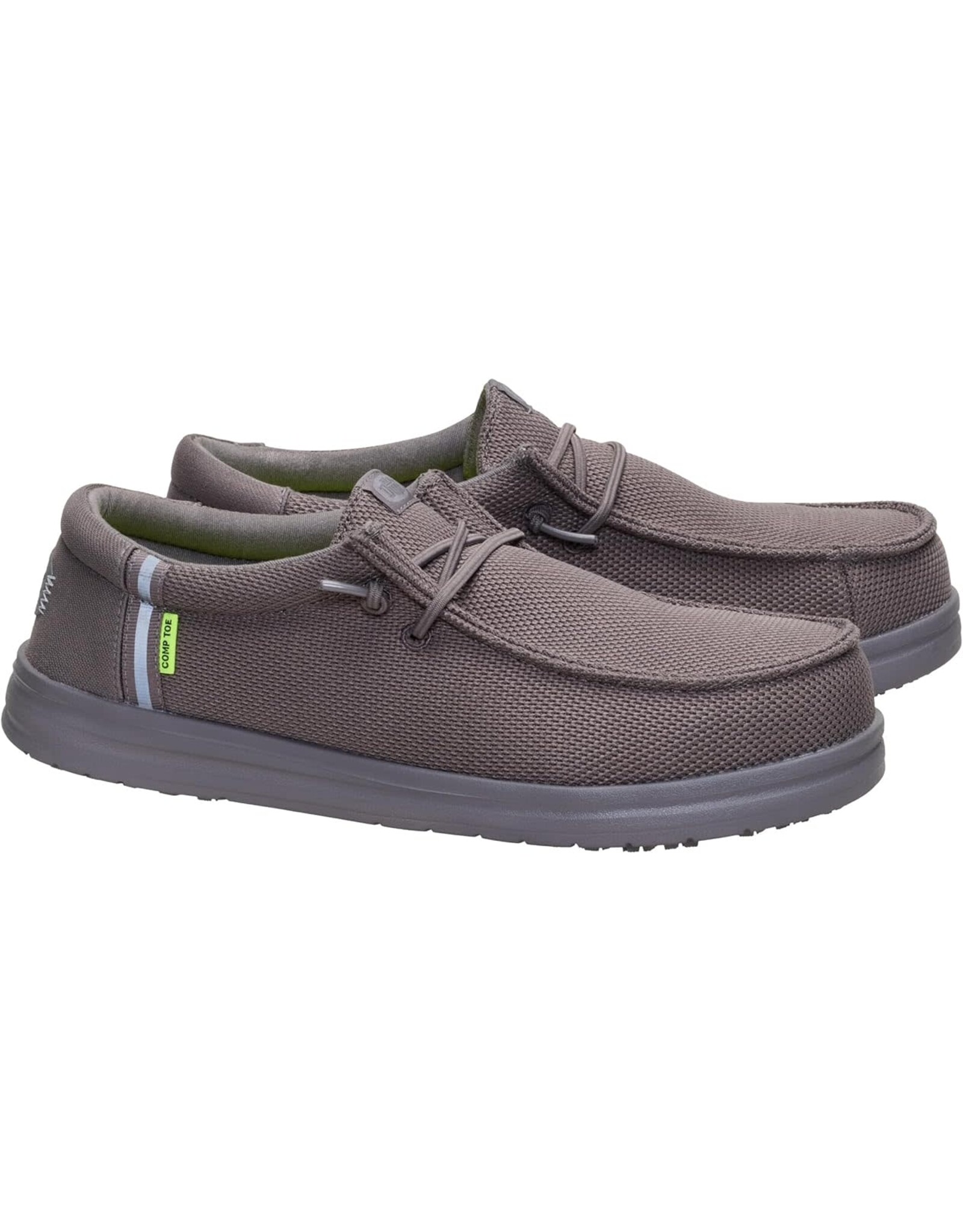 Hey Dude  Mens Wally Work Composite Toe EH Rated 44349-029 Grey Slip Resistant Work Shoes