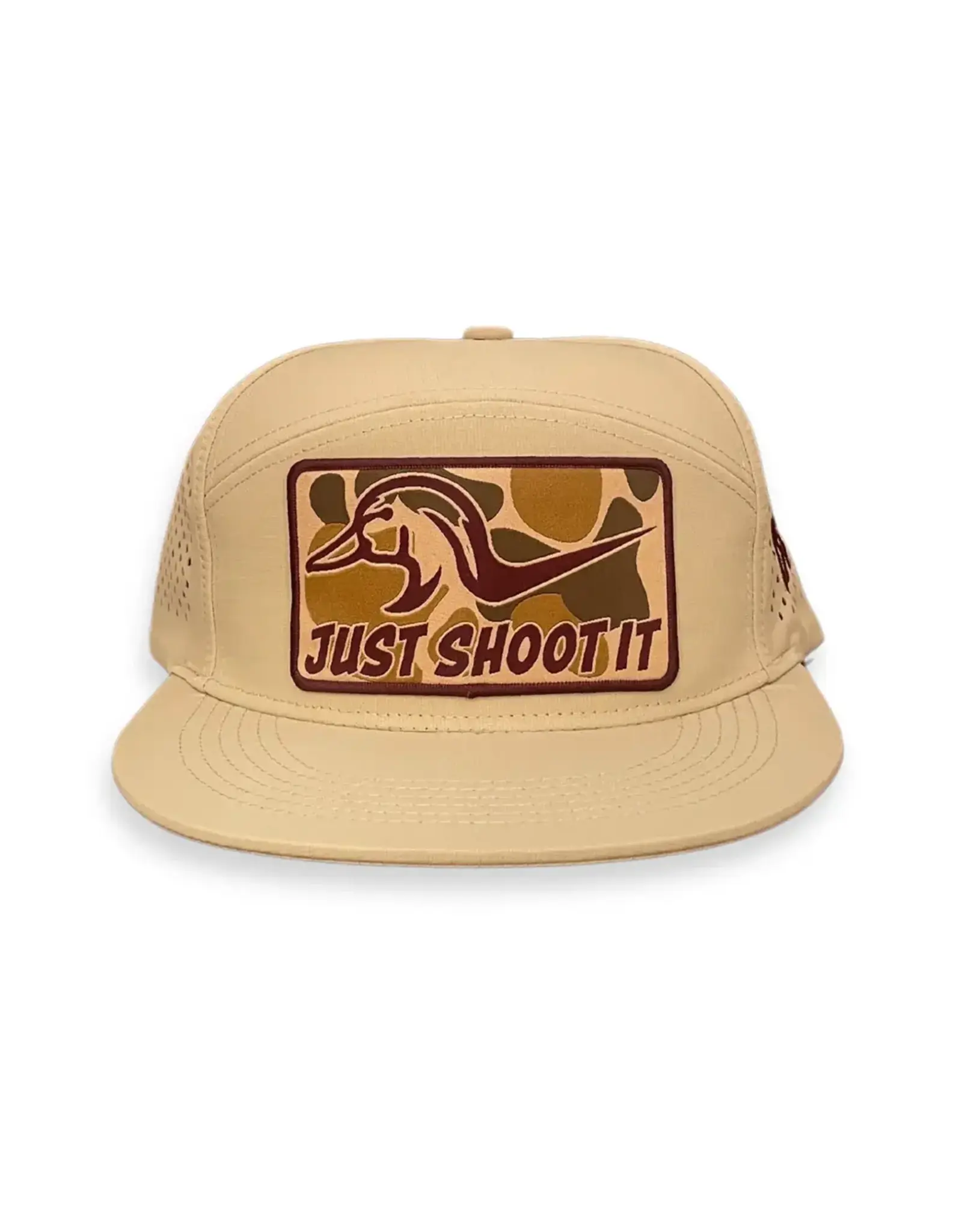 Cactus Alley Hat Co. Cactus Alley "Just Shoot It" Duck Khaki Laser Holes Cap