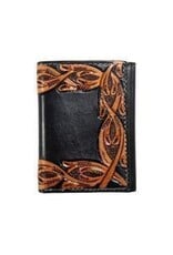 Nocona Trifold Two-Tone Tooled Scroll Wallet N500049501