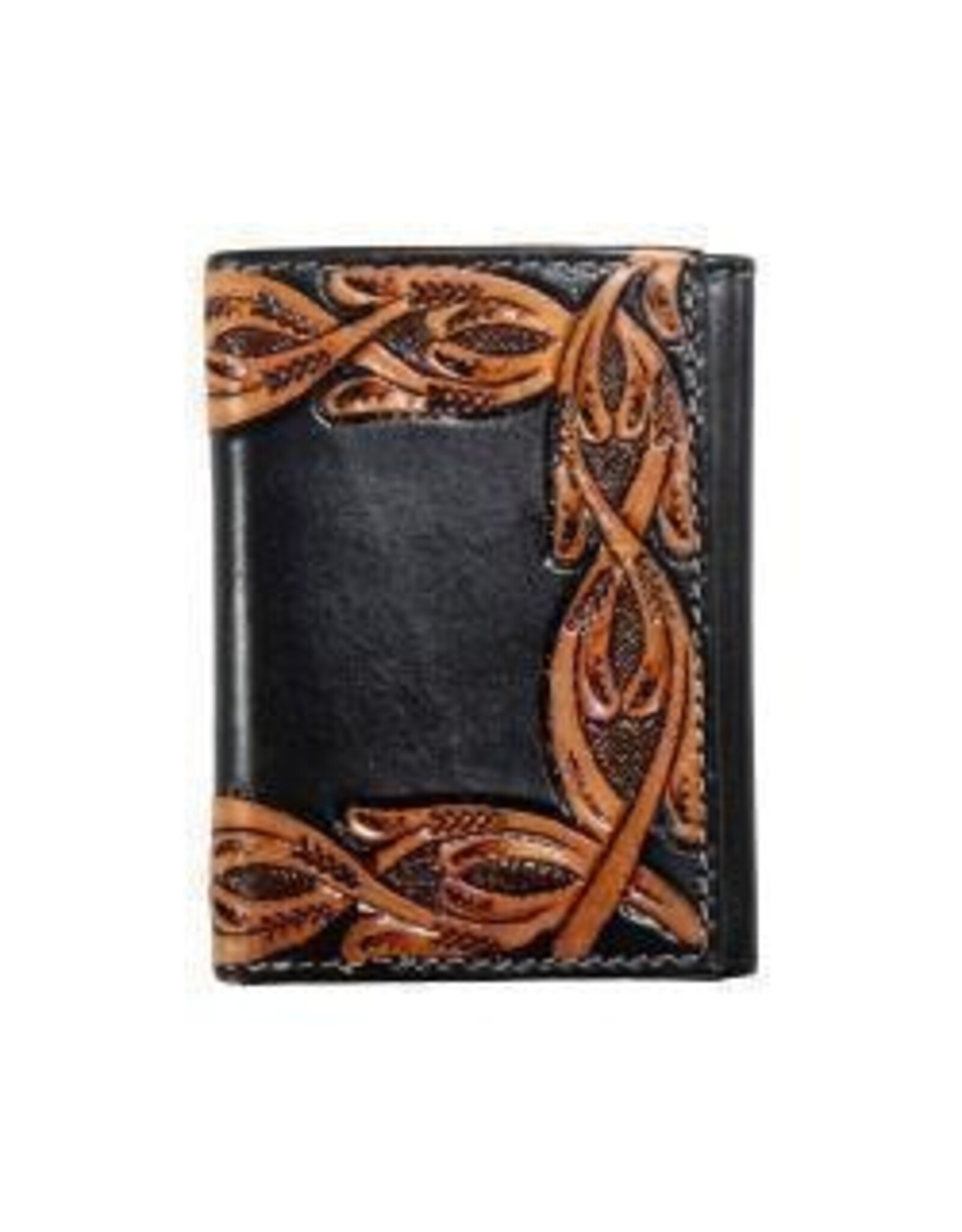 Nocona Trifold Two-Tone Tooled Scroll Wallet N500049501