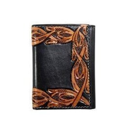Nocona Trifold Two-Tone Tooled Scroll Wallet N500049501