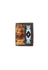3D Belt Co Leather Aztec Inlay Trifold Wallet D250011002