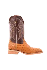 R Watson  Mens Exotic Full Quill Antique Saddle Bruciato Ostrich RW4506-2 Western Boots