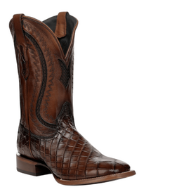 Corral Mens Honey Alligator Inlay & Embroider Wide Sq. Toe Western Boots A5119