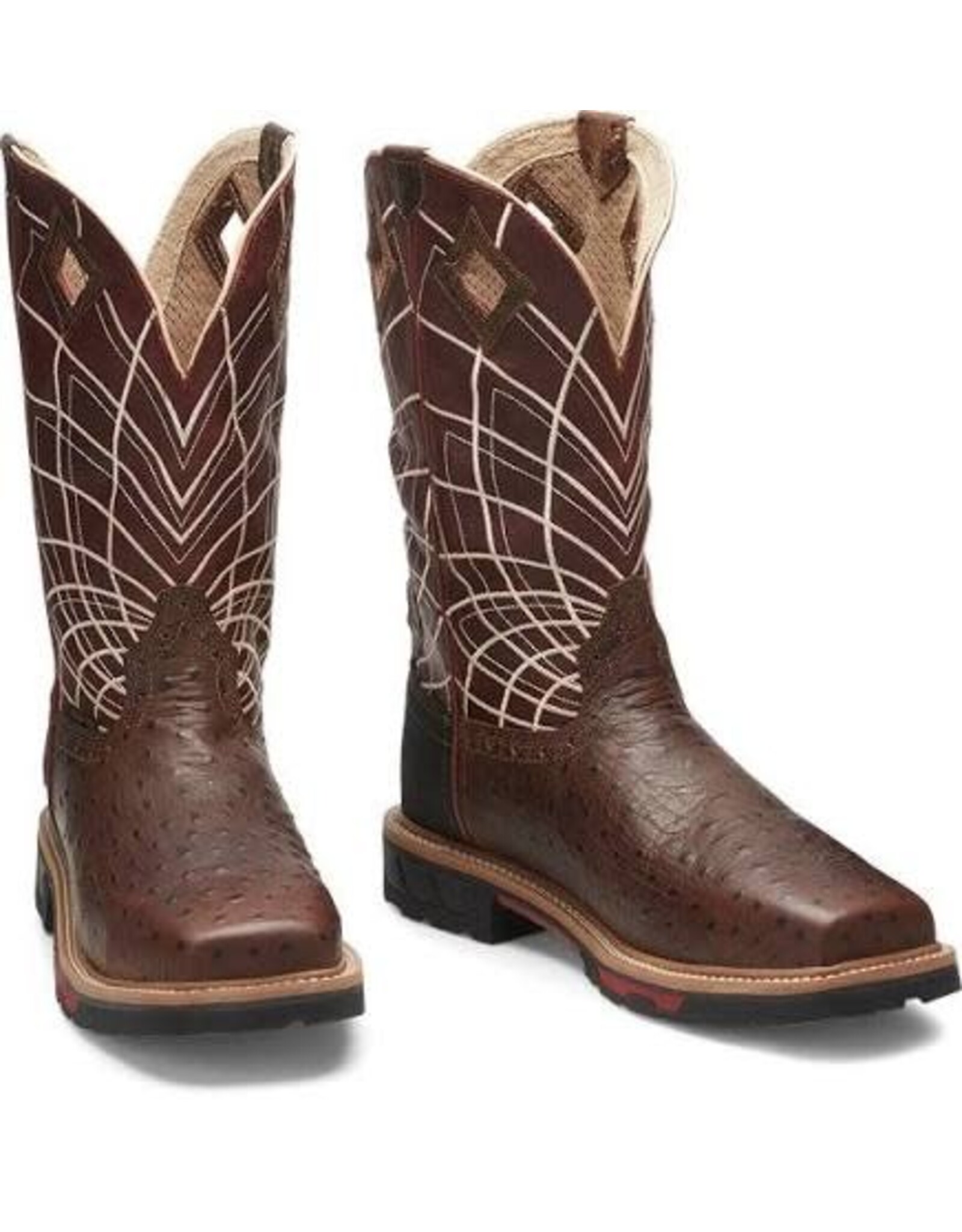 Justin  Men's Rust Ostrich Print Composite Toe Waterproof Work Boots SE4835