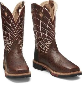 Justin Men's Rust Ostrich Print Composite Toe Waterproof Work Boots SE4835