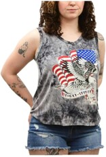 Liberty Wear American Eagle Mineral Wash Laceback 275804GRY Tank