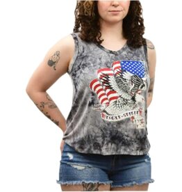 Liberty Wear American Eagle Mineral Wash Laceback 275804GRY Tank