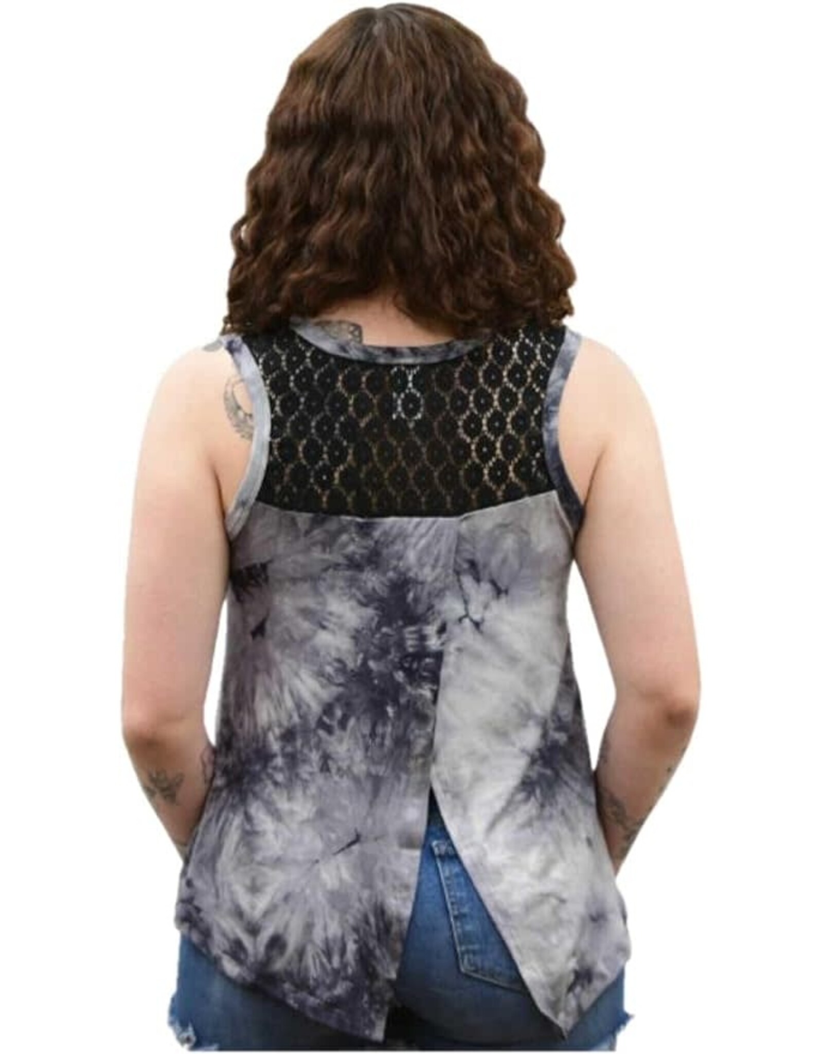 Liberty Wear American Eagle Mineral Wash Laceback 275804GRY Tank