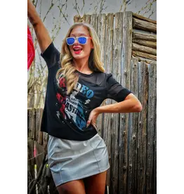 Liberty Wear Women's American Pastime Rodeo 276435 Graphic Crop T-Shirt