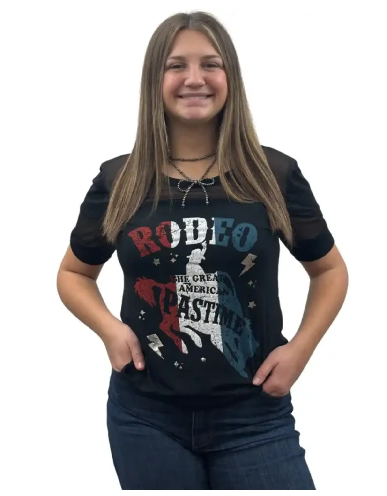 Liberty Wear Women's American Pastime Rodeo 276435 Graphic Crop T-Shirt