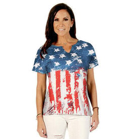 Liberty Wear Women's New Glory 7432 American Flag Graphic T-Shirt