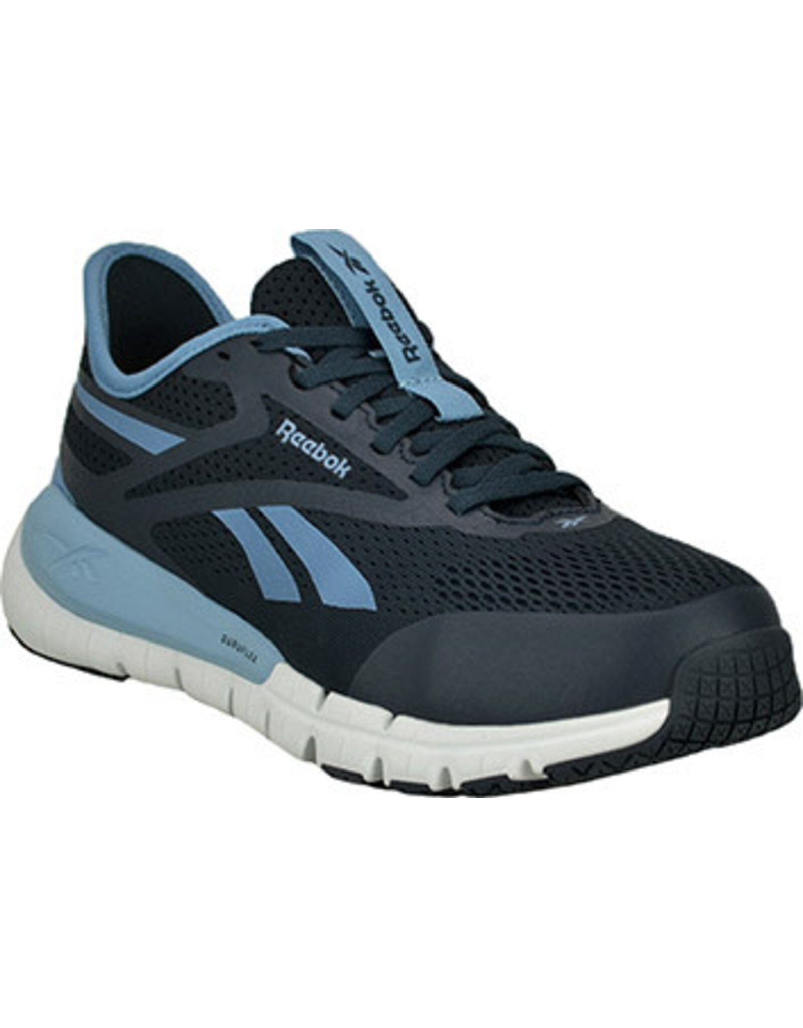 Reebok Women's Flex Trainer Composite Toe Navy/Sky Blue Athletic Work Shoes RB513