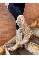 Corral Ladies White Overlay Embroidered Western Boots A3837