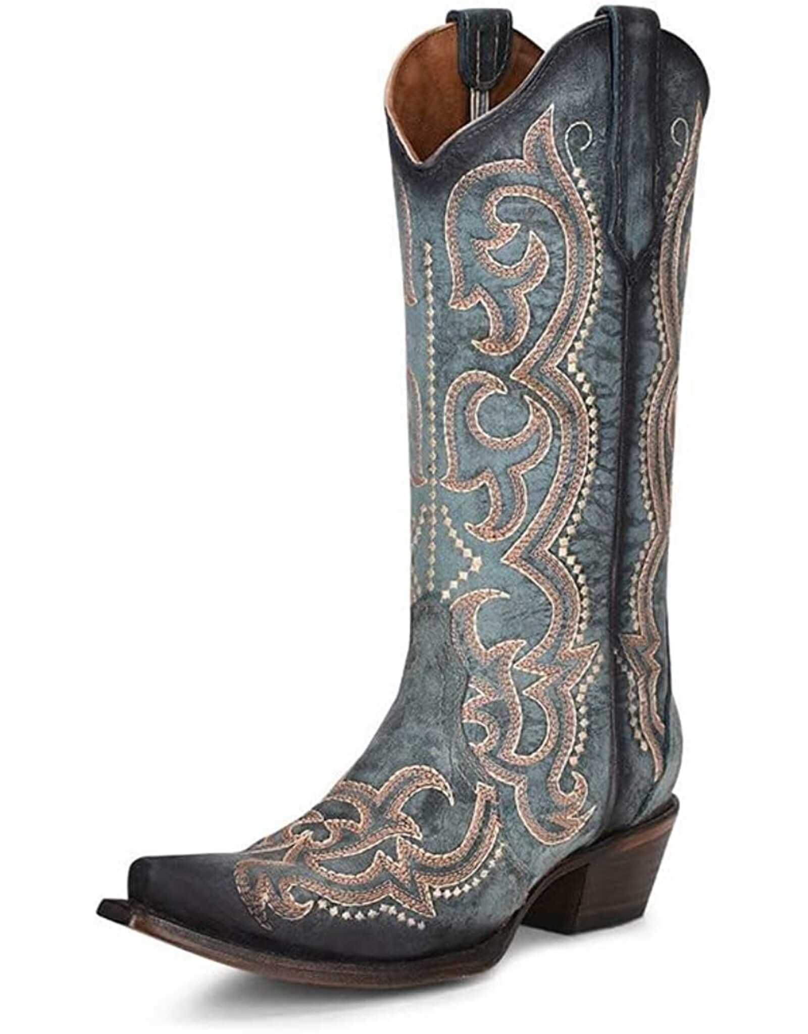 Circle G Ladies Blue Jean Embroidery & Triad L5869 Snip Toe Boots